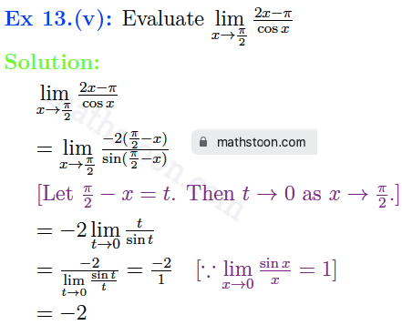 sn dey-11-limits-solution-vsatq-Ex 13.(v)