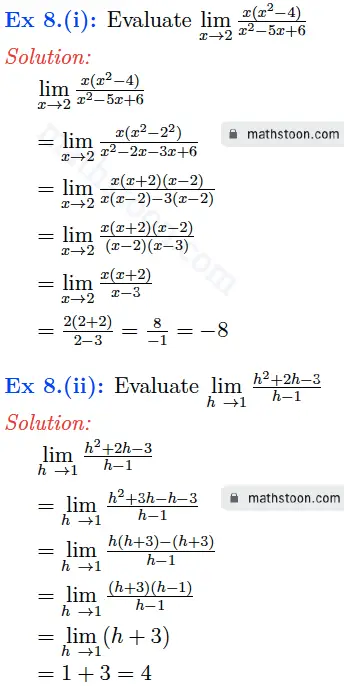 sndey-11-limits-solution-vsatq-Ex 8.(i), (ii)