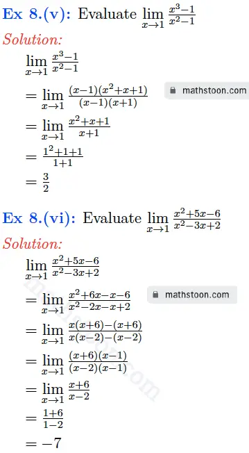 sndey-11-limits-solution-vsatq-Ex 8.(v), (vi)