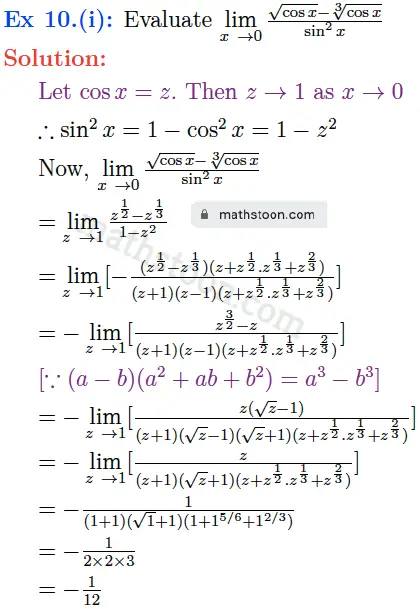 sn dey-11-limits-solution-satq-Question 10.(i)