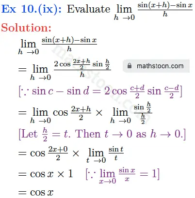 sn dey-11-limits-solution-satq-Question 10.(ix)