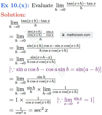 sn dey-11-limits-solution-satq-Question 10.(x)