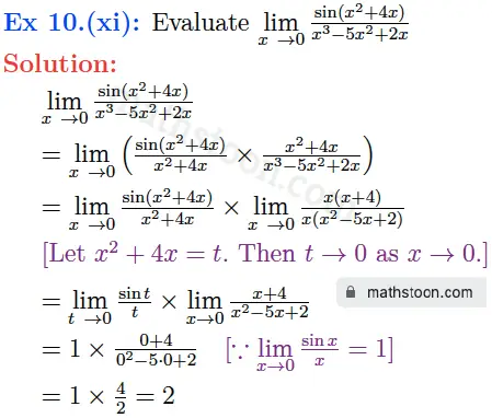 sn dey-11-limits-solution-satq-Question 10.(xi)