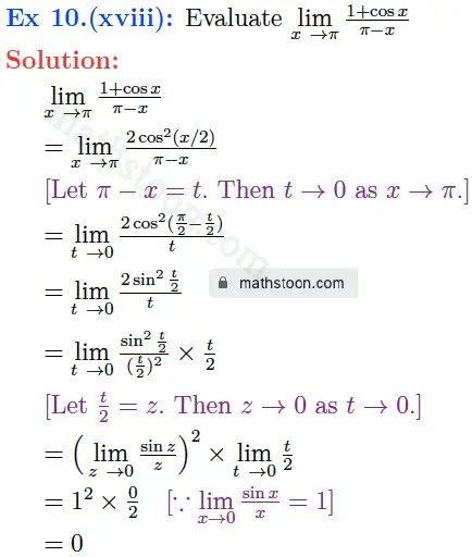 sn dey-11-limits-solution-satq-Question 10.(xviii)