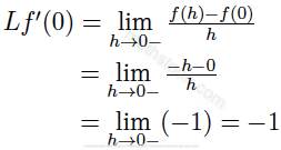 Left derivative of |x| at x=0
