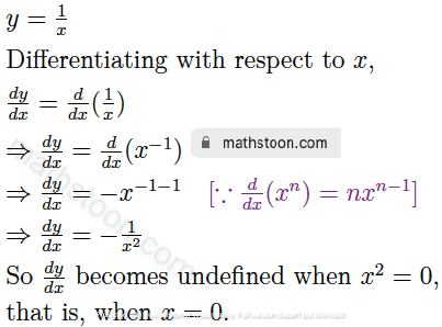 derivative of y=1/x