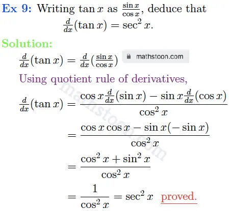 sn dey-11-differentiation-vsatq-Ex 9 solution