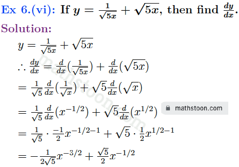 sn dey-11-differentiation-vsatq-Ex 6.(vi)