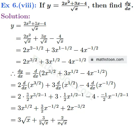 sn dey-11-differentiation-vsatq-Ex 6.(viii)