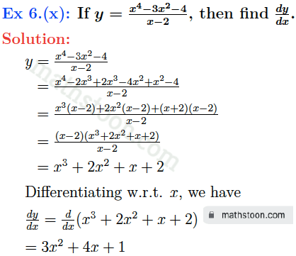 sn dey-11-differentiation-vsatq-Ex 6.(x)