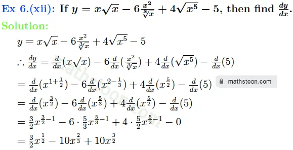 sn dey-11-differentiation-vsatq-Ex 6.(xii)