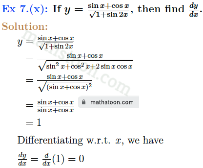 sn dey-11-differentiation-vsatq-Ex 7.(x)
