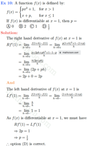 SN Dey Class 11 Solutions Differentiation Multiple Choice Type