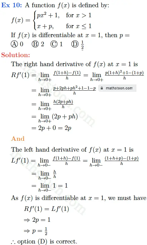 sn dey-11-differentiation-solution-mctq-question 10