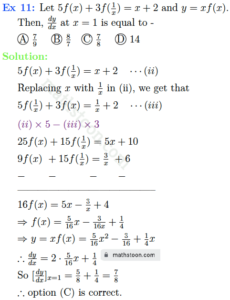 SN Dey Class 11 Solutions Differentiation Multiple Choice Type