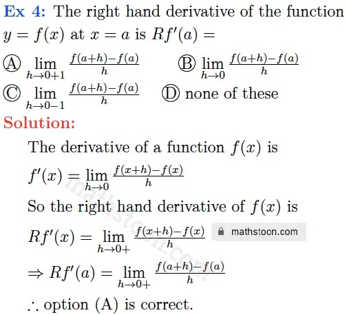 SN Dey Class 11 Solutions Differentiation Multiple Choice Type ...