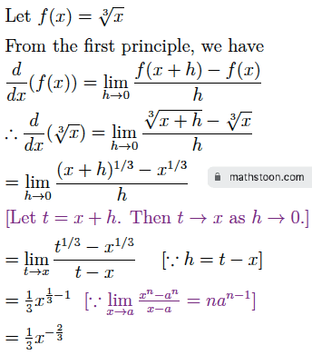 Derivative of cube root of x from first principle
