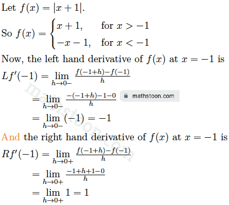 derivative of |x+1| at x=-1