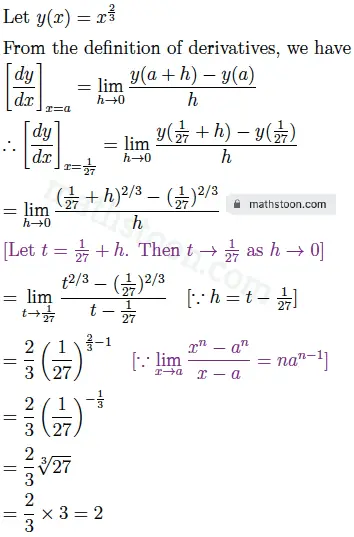 derivative of x^2/3 at x=1/27 from first principle