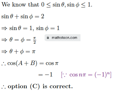 sn dey class 11 compound angles mcq q10 solution