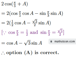 sn dey class 11 compound angles mcq q6 solution