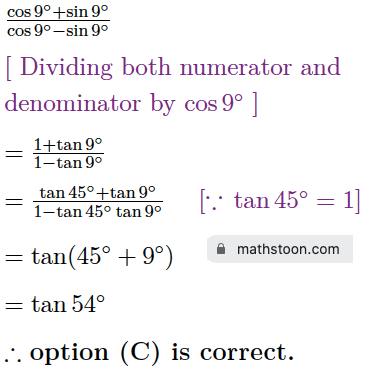 sn dey class 11 compound angles mcq q8 solution