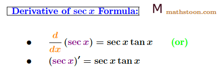 Derivative of secx formula