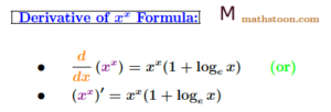 Derivative of x^x: Formula, Proof by First Principle - Mathstoon