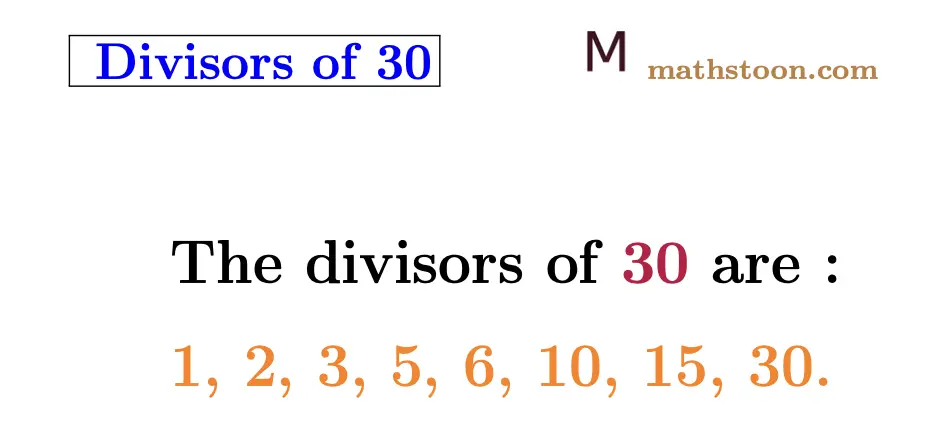 Divisors of 30